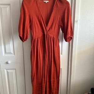 Madewell Terracotta Long Sleeve Dress